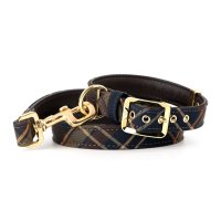 Hunde-Halsband Hermitage Tartan Braunes Leder Größe ML