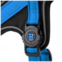 Hunde-Geschirr Y mit NFC Chip Blau - mit Plakette zum Gravieren - Memopet