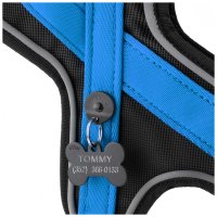 Hunde-Geschirr Y mit NFC Chip Blau - mit Plakette zum Gravieren - Memopet