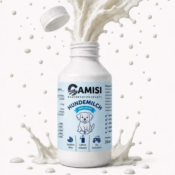 CAMISI Hundemilch 250ml frisch vom Bauernhof Laktosereduziert mit Ei u. Colostrum