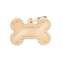 Charms: Großer Knochen - Gold mit Strass -...