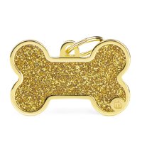 Charms: Großer Knochen - Gold mit Glitzer - Schmuckanhänger zum Gravieren