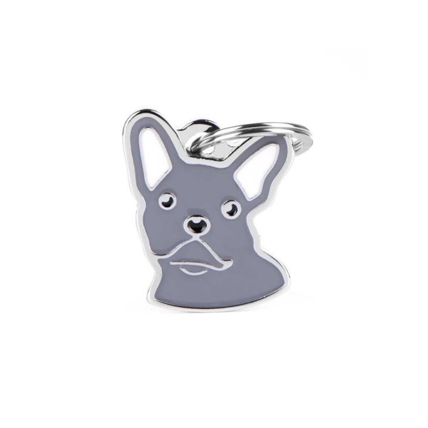 Charms: Französische Bulldogge - Grau - Schmuckanhänger zum Gravieren