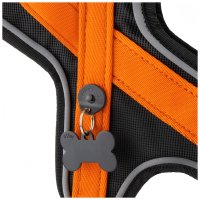 Hunde-Geschirr Y mit NFC Chip Orange - mit Plakette zum Gravieren - Memopet