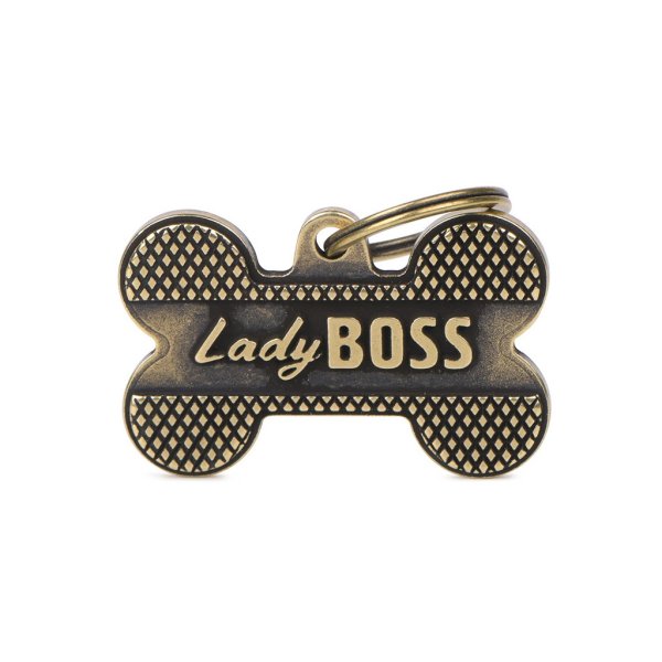 Charms: Lady Boss - Knochen englisches Messing - Schmuckanhänger zum Gravieren
