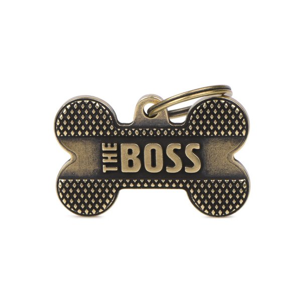 Charms: The Boss - Großer Knochen englisches Messing - Schmuckanhänger zum Gravieren
