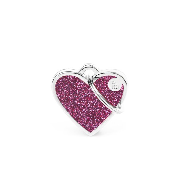 Charms: Pinkes Herz - klein mit Glitzer - Schmuckanhänger zum Gravieren
