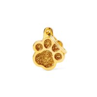 Charms: Goldene Pfote mit Glitzer - Schmuckanhänger...