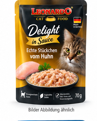 LEONARDO® Pouches Delight in Sauce Echte Stückchen vom Huhn 70g