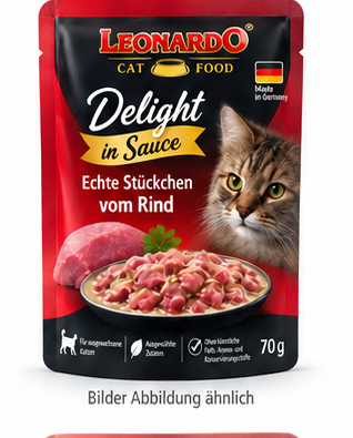 LEONARDO® Pouches Delight in Sauce Echte Stückchen vom Rind 70g
