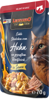 LEONARDO® Pouches Delight in Sauce Echte Stückchen vom Huhn an gezupftem Rindfleisch 70g