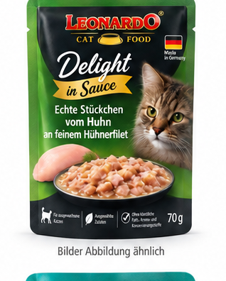 LEONARDO® Pouches Delight in Sauce Echte Stückchen vom Huhn an feinem Hühnerfilet 70g