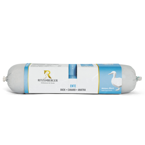 Ritzenberger Welpen Menü Duo-Rolls - Ente mit Vollkornreis & Kürbis 2x400g - Hundefutter