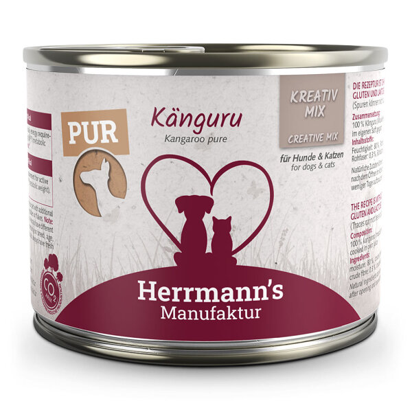 Herrmanns Reinfleisch Dose - Kreativ-Mix Känguru - 200g Single Protein Nassfutter