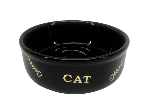 Katzen Schale Golden Cat - Keramik schwarz 250ml