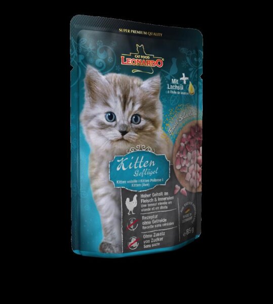 LEONARDO® Pouches 85g Kitten: Geflügel - Frischebeutel