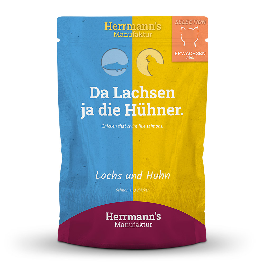Herrmann's Katzen Pouches - Adult Lachs und Huhn 100g