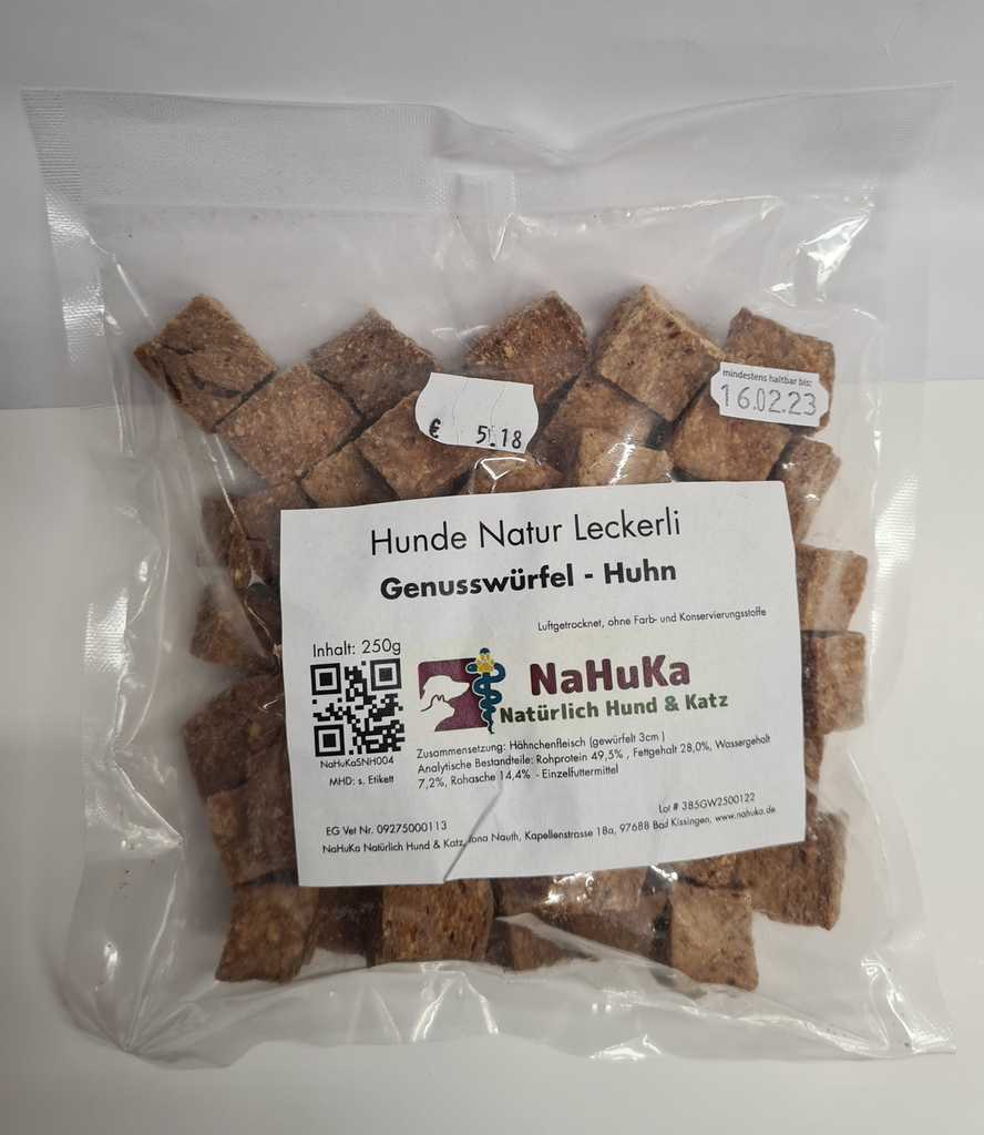 NaHuKa Natur Leckerli - Genusswürfel Huhn 250g