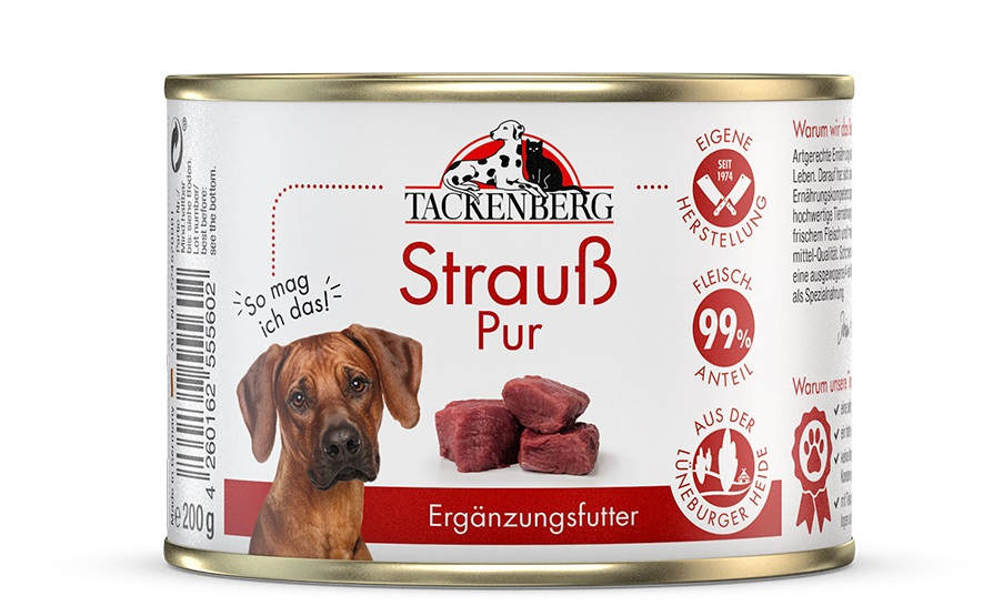 Tackenberg Reinfleisch Dose Strauß pur 200g - Nassfutter