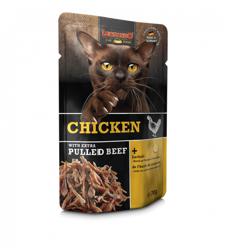 [P0001530] LEONARDO® Pouches + extra pulled Beef - Chicken 70g