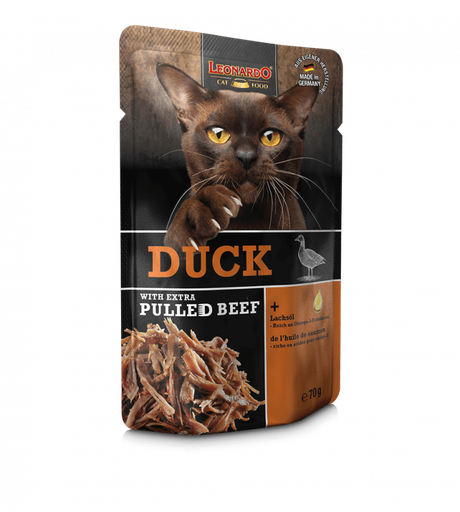 [P0001531] LEONARDO® Pouches + extra pulled Beef - Duck 70g
