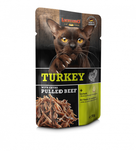 [P0001533] LEONARDO® Pouches + extra pulled Beef - Turkey 70g