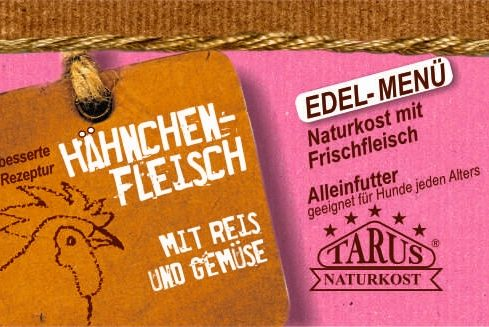 [P0008055] Tarus Naturkost Hund - Edel Menü Dose: Hähnchen mit Reis & Gemüse 800g