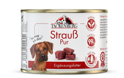 [P0008572] Tackenberg Reinfleisch Dose Strauß pur 200g - Nassfutter