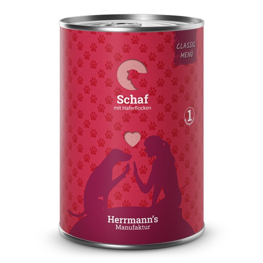 [HM009686] Herrmann's Hunde Dose - Classic Schaf mit Haferflocken - 400g Hunde Nassfutter